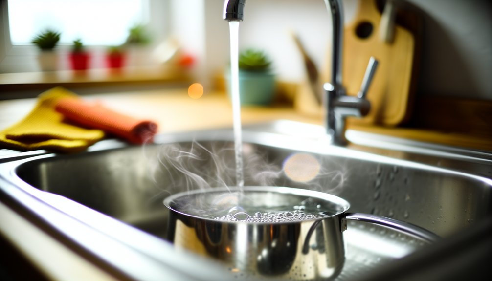 boiling water removes grease