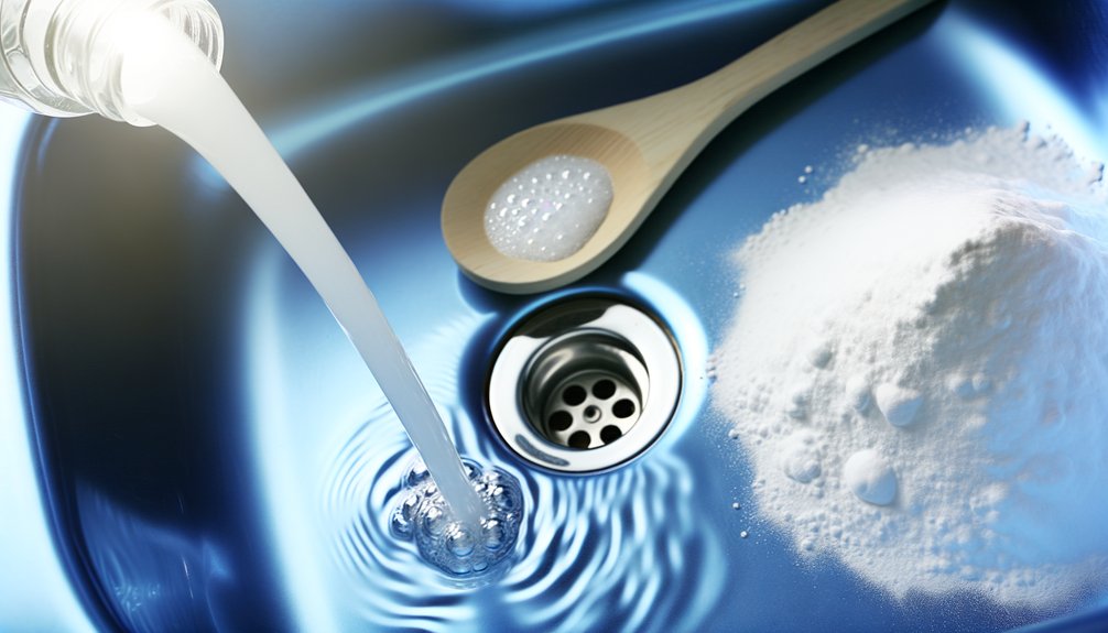 remove clogs with baking soda