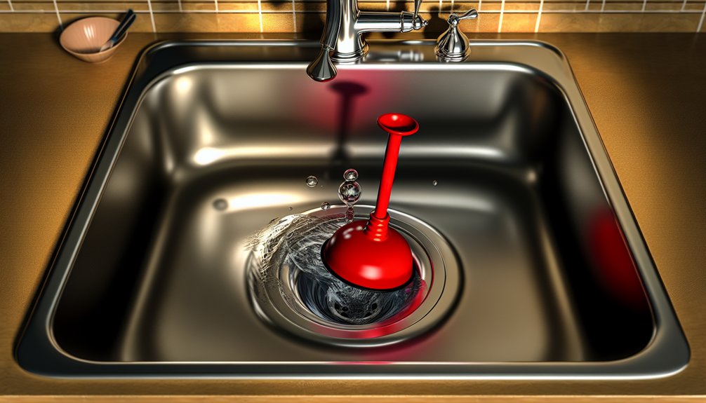 unclog with a plunger